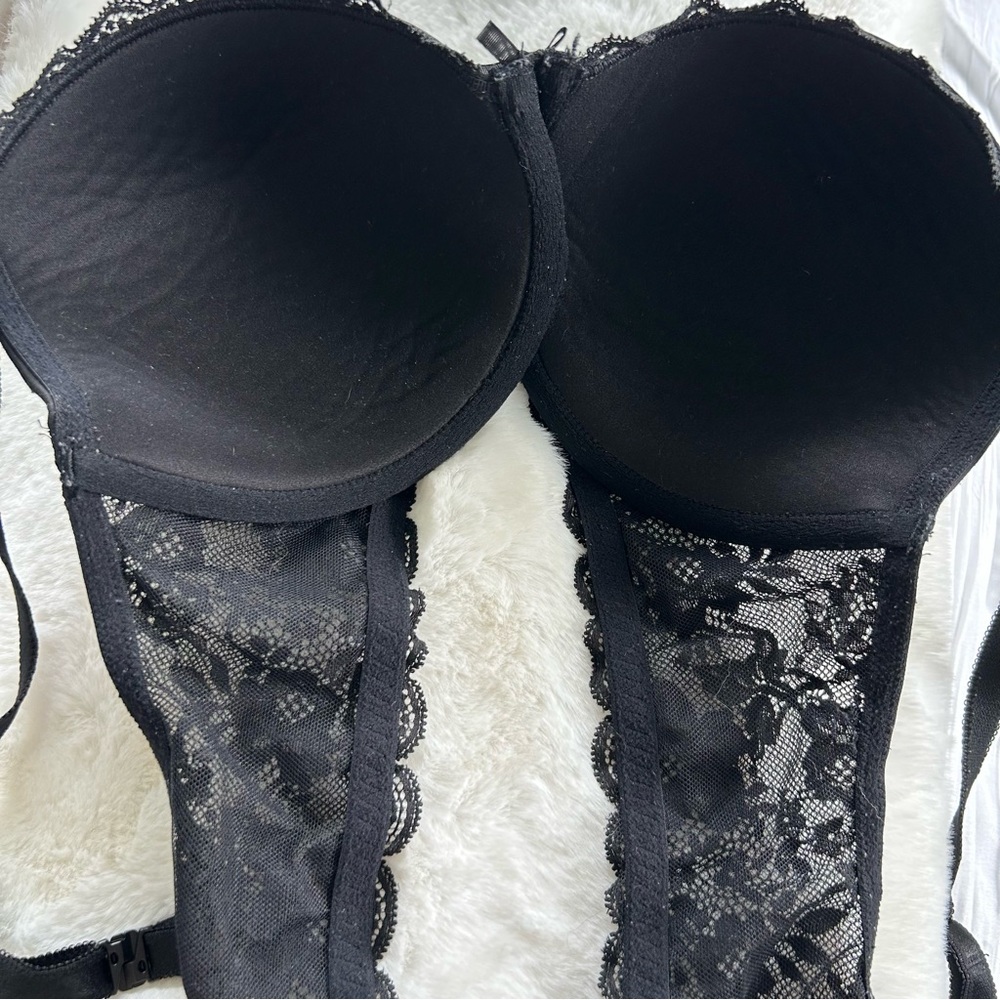 VICTORIA’S SECRET Women’s Dream Angel Lined Demi Bra Black Smooth Lace 36D - Picture 2 of 11